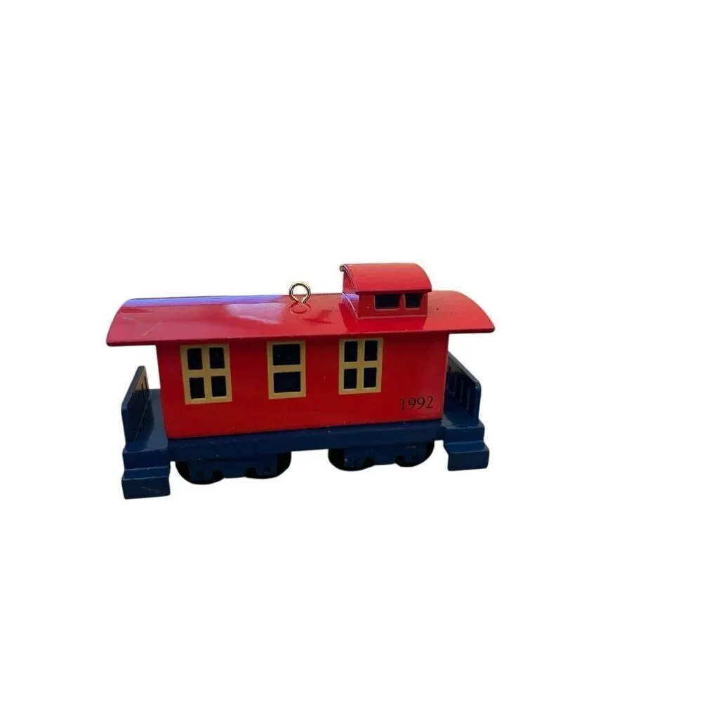 1989 Tin Locomotive 1995 Candy Train Car 1992 Metal Caboose Hallark Ornaments